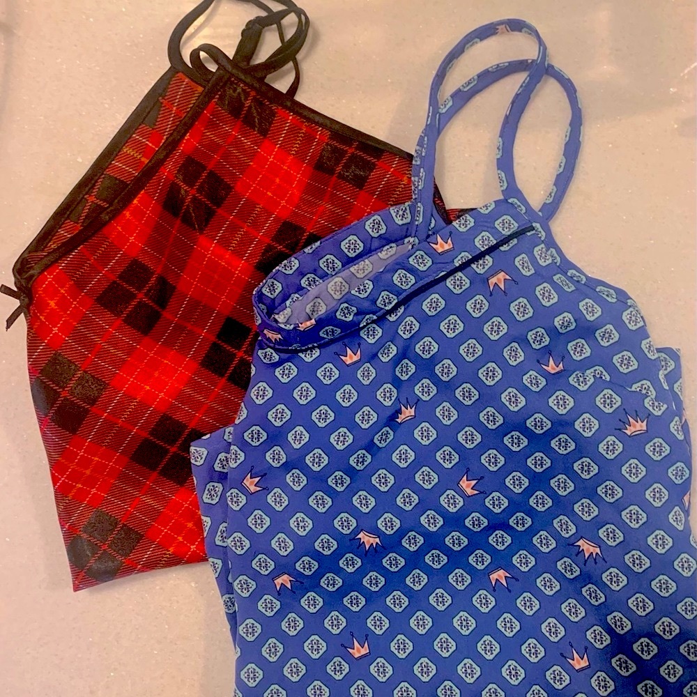 SOLD! Set of Two Tank Top Camisoles in Red & Black and Blue & White